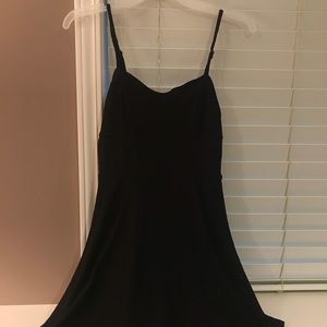 A black mini dress